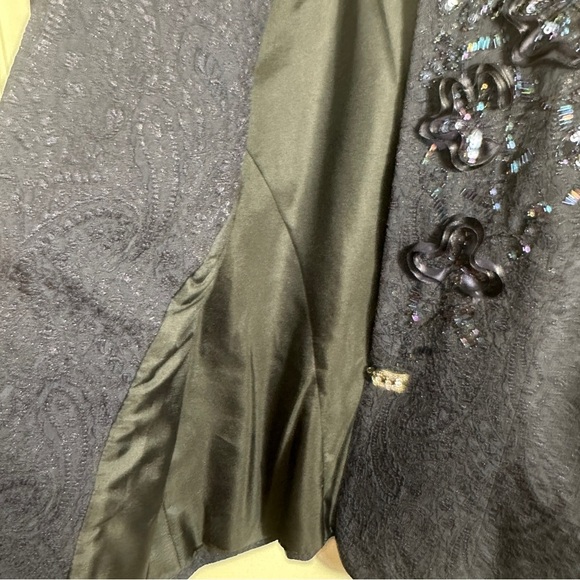 TWO piece set. R & M Richards dress/jacket, embellished, navy blue, 12P - Picture 12 of 16